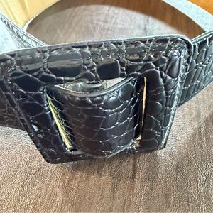 Betsey Johnson Black Croc Embossed Belt Sz S